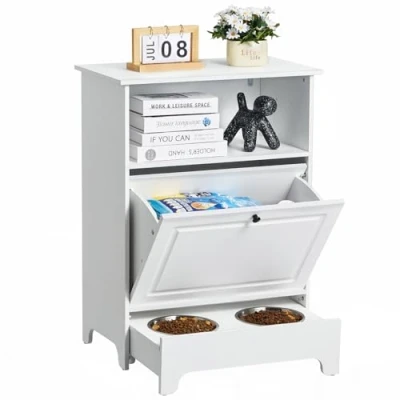 Afbeelding van VEVOR voerstation 2 in 1 opbergkast &amp; voerkast voerbak 60x35x80cm
