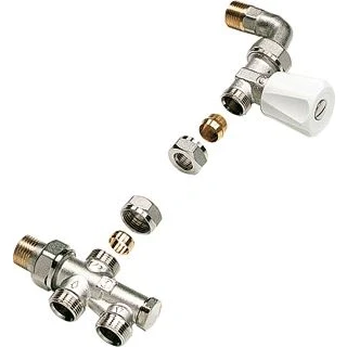 Afbeelding van Radiator aansluitset M22 recht open/dicht kraan. Artikelnr: M620001001