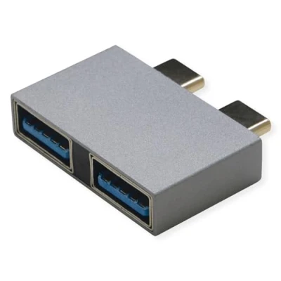 Afbeelding van ROLINE USB 3.2 Gen 2 Adapter, 2x type C A, M/F , zilver