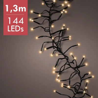 Afbeelding van 1,3m LED Cluster kerstboomverlichting Goud 144 lampjes Dimbaar