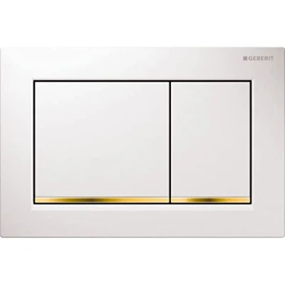 Afbeelding van Geberit omega30 bedieningsplaat df kunststof 21 2x14 2cm boven frontbediend wit goud 115080kk1 115 080 kk 1