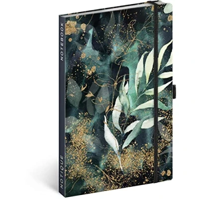 Afbeelding van NOTIQUE Notitieboek, gelinieerd met elastiek, 13 x 21 cm, ca. A5, hardcover notebook, notitieblok, dagboek, dagboek voor volwassenen, dames (eucalyptus)