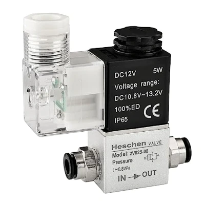 Afbeelding van Heschen pneumatisch elektrisch magneetventiel 2V025 08 12 VDC PT1/4 2/2 weg normaal gesloten IP65 CE