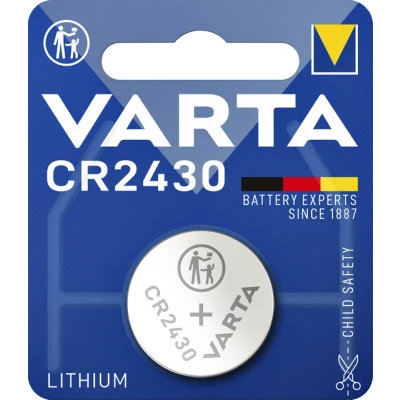 Afbeelding van varta 6430101401 knoopcel batterij 3,0V 24,5MM CR2430 280MAH lithium 24,5 x 3,0mm. geschikt voor