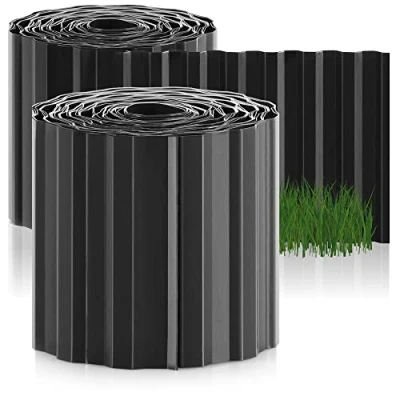 Afbeelding van COM FOUR® 2x gazonrand 15 x 900 cm van kunststof flexibele bedrand voor gazon, bloemperk of als maairand grasrand, lengte individueel verstelbaar