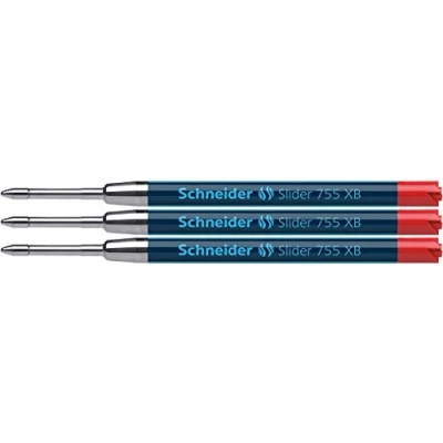 Afbeelding van Schneider 77346 Slider 755 balpenvulling (ViscoGlide technologie, lijnbreedte XB) blisterkaart van 3, rood