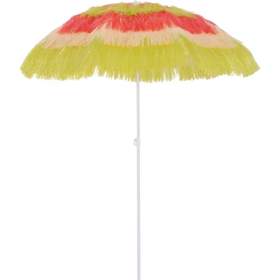 Afbeelding van Outsunny Zonnescherm strandscherm party tuinscherm Hawaii parasol 160 cm 2 kleuren TN XZCV GM2R
