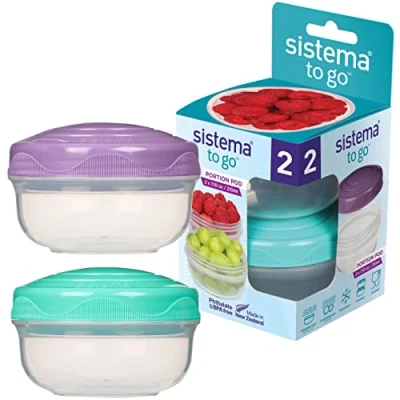Afbeelding van Sistema TO GO PortionPod Voedselopslagcontainers, kleine snackpotten, BPA vrij, diverse kleuren, 2 x 210 ml