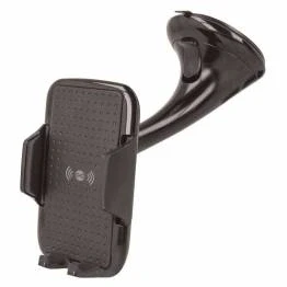 Afbeelding van Forever Universele Qi Draadloze Oplader en Mobiele Houder voor in de Auto, Zwart.
