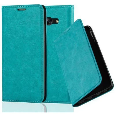 Afbeelding van Cadorabo Hoesje geschikt voor Samsung Galaxy A3 2017 in BENZINE TURKOOIS Beschermhoes met magnetische sluiting, standfunctie en kaartvakje Book Case Cover Etui