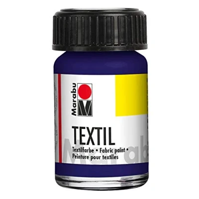 Afbeelding van Marabu 17160039053 Textielverf voor lichte stoffen, donkerblauw, 15 ml, inkt op waterbasis, wasbaar tot 60 C, fixatie door strijken of oven