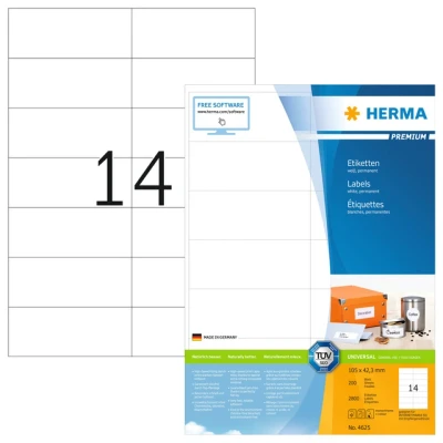 Afbeelding van Etiket HERMA 4625 105x42.3mm premium wit 2800stuks