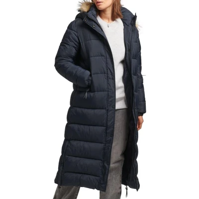 Afbeelding van Superdry Longline Puffer Winterjas, Dames, Maat: 40, Eclipse navy