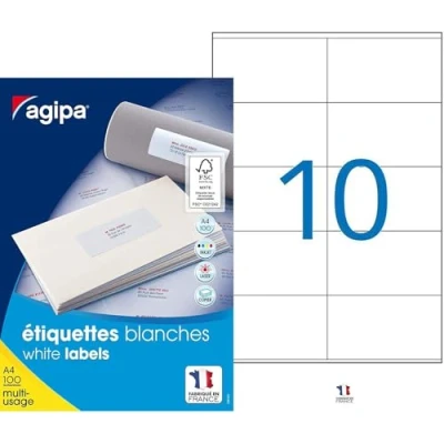 Afbeelding van agipa universele etiketten, 105 x 70 mm, wit, rechthoekig