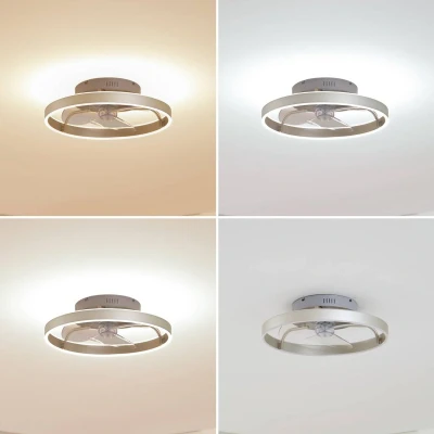 Afbeelding van Lindby Plafondventilatoren met verlichting dimmer Aluminium, PVC, AS, ijzer H: 14 cm zilvergrijs, transparant