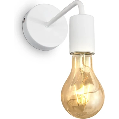 Afbeelding van B.K.Licht Witte wandlamp voor binnen industriele metalen netstroom met 1 lichtpunt wandspots muurlamp E27 fitting excl. lichtbron