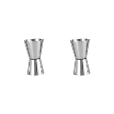 Afbeelding van 2 Set van Rvs Dubbele Hoofd Jigger Wijn Maatbeker voor Hotel Huishouden Camping 20ml of 40ml, Zilver, 20/40ml
