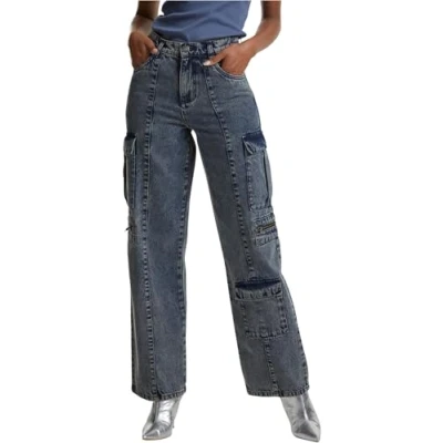 Afbeelding van Urban Classics dames jeans broek losse utility denim broek, wijde met cargozakken, pasvorm, Vuilgewassen, 36