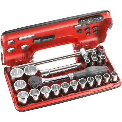 Afbeelding van Facom 22 delige compacte doos 1/2&quot; 12 kant met ratel draaiend heft S.360DBOX412