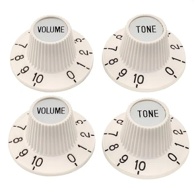 Afbeelding van Musiclily Pro Fijn 24 Splines Witch Hat Knop Volume Toon Knobs voor Versterker Effectpedaal Elektrische Gitaar en Basgitaar, Aged White(Set van 2T2V)