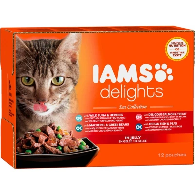 Afbeelding van Iams Delights Sea Collection In Gelei Multipack Kattenvoer Vis 12x85 g
