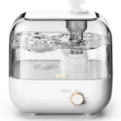 Afbeelding van Bear 5L Top Fill luchtbevochtiger voor slaapkamer, 35 uur looptijd, met aromatherapie lade, ultrastil, 360 uitbreidbaar stoommondstuk, automatische uitschakeling, wit