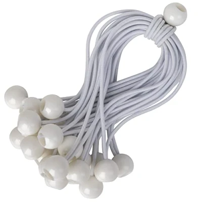 Afbeelding van PRETEX Bungee Ballen met Koorden Set van 25st x 23cm Universele Elastische Banden Zware Bal Bungees Perfect voor Kamperen, Vlaggen en Zeildoekbevestigingen Wit