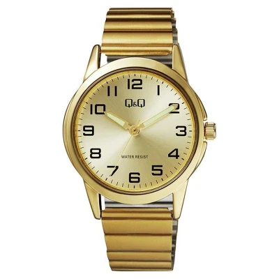 Afbeelding van Q&amp;Q heren horloge goudkleurig met cijfer index Q860J003