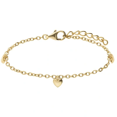 Afbeelding van Lucardi Kinder Zilveren goldplated Armband hartjes 925 Zilver Goudkleurig 20 cm