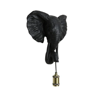 Afbeelding van Light &amp; Living Elephant wandlamp 35x13x36 cm mat zwart Kunststof