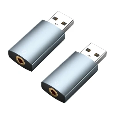 Afbeelding van USB naar 3,5mm Jack Audio Adapter [2 Stuks] van MMOBIEL Externe Geluidskaart A Microfoon en Headset TRRS Female voor Windows, Mac, PS5, PS4