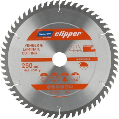 Afbeelding van Norton Clipper Laminaat en Fineer Zaagblad TCG 250mm 60 tanden Voor Cirkelzagen