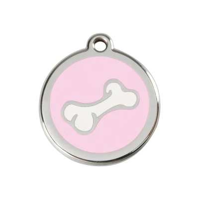 Afbeelding van Comic Bone Pink roestvrijstalen hondenpenning medium/gemiddeld dia. 3 cm RedDingo