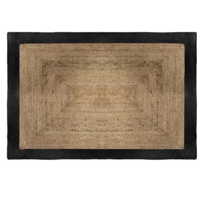 Afbeelding van Jute tapijt zwarte rand 120 x 170 cm interieur ontwerper sfeer
