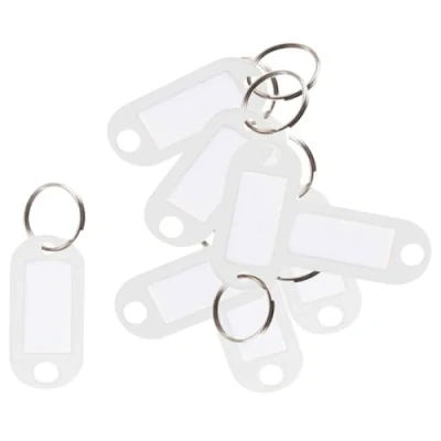 Afbeelding van D.RECT 10 stuks sleutelhangers, kunststof sleutelhanger met lussen, venster, gepersonaliseerde sleutelhanger, wit