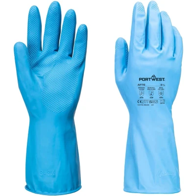 Afbeelding van Portwest FD Chemicaliën B Latex Lichte Handschoen (Pk12) Blauw L
