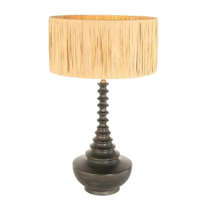 Afbeelding van Anne Lighting tafellamp Bois zwart hout 40 cm E27 fitting 3757ZW