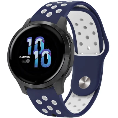 Afbeelding van Siliconen sport bandje Universeel 22 mm aansluiting Blauw / Wit iMoshion En TPU (zacht)