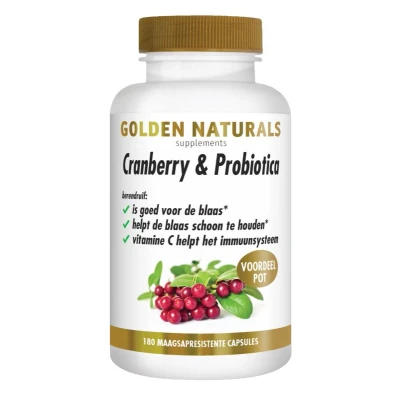 Afbeelding van Gratis Verzending: 2x Golden Naturals Cranberry&amp;Probiotica Maagsapresistent 180 vegacapsules