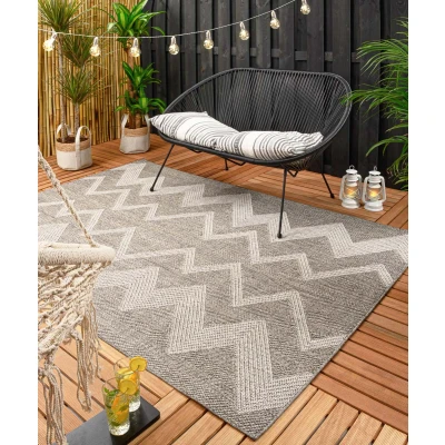 Afbeelding van Buitenkleed Zig Zag Sunny Zilver 80x150 Cm