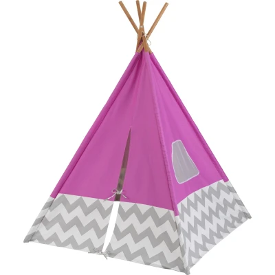 Afbeelding van KidKraft Deluxe Play Teepee Pink Gray Chevron