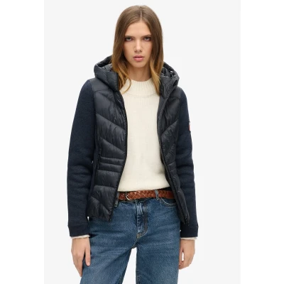 Afbeelding van Superdry Vrouwen Gebreide Hybrid Storm jas met Capuchon Blauw Grootte: 44