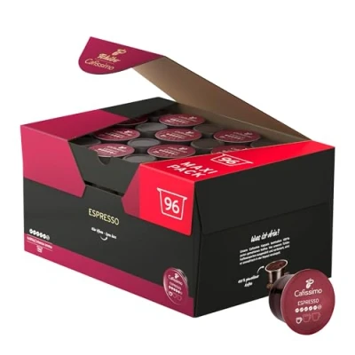 Afbeelding van Tchibo Cafissimo Voorraaddoos Espresso krachtige koffiecapsules, 96 stuks (espresso, intensief met roodroosteraroma), duurzaam en eerlijk verhandeld