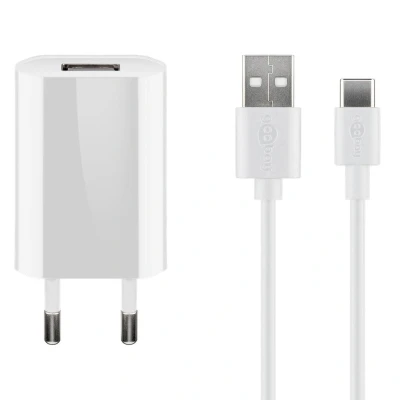 Afbeelding van USB A oplader + C kabel Goobay