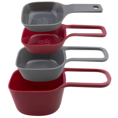 Afbeelding van Florina multi smart maatlepel / maat cups 60, 80,125 en 250 ml rood/grijs kunststof