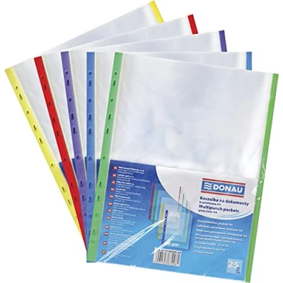 Afbeelding van DONAU 1774925PL 99 brochurehoezen, PP, A4, generfd, 40μm, bonte rand verschillende kleuren, 25 stuks