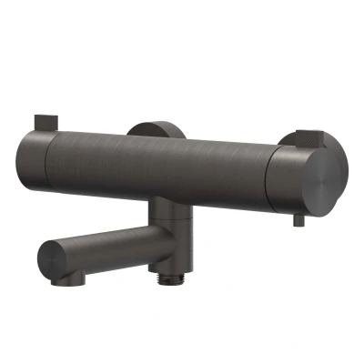 Afbeelding van IVY Tribe opbouw badthermostaat met wegdraaibare baduitloop RVS 316 Geborsteld carbon Black PVD