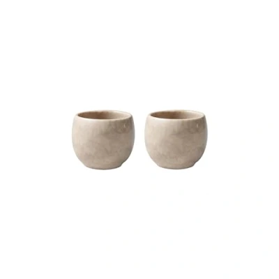 Afbeelding van like. by Villeroy &amp; Boch Perlemor Home eierdopje set van 2, multifunctioneel eierdopje/shotglas, 2 hoogwaardig Premium porselein, vaatwasmachinebestendig, sand