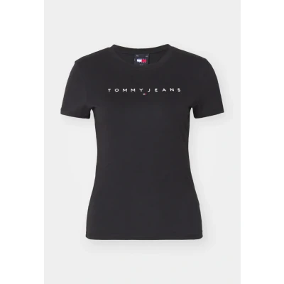 Afbeelding van Tommy Jeans SLIM Linear TEE Tshirt print, Dames, Maat: 52, Black