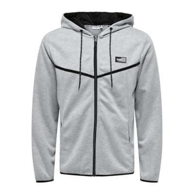Afbeelding van Only &amp; Sons Sweater met rits, Heren, Maat: XS, Hellgrau